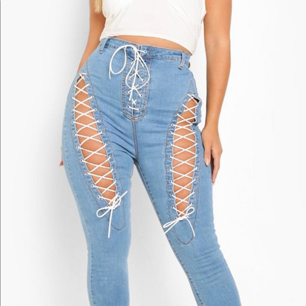 Boohoo lace jeans